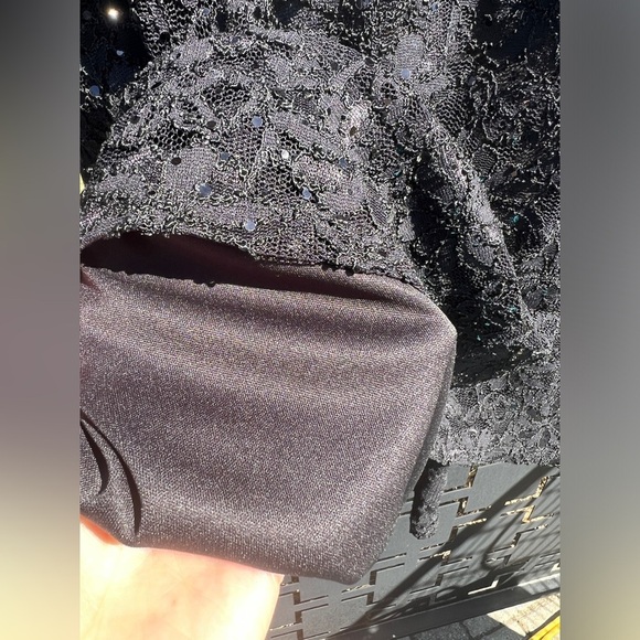 Connected Apparel Womens Sequins Black Lace Romantic Fit and Flare Dress 10 - Picture 5 of 13